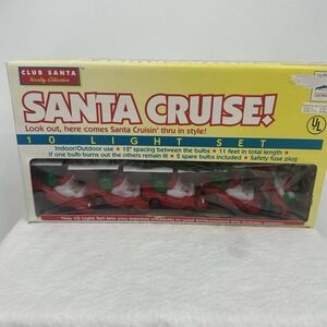 Seasonal Specialties Electrics SANTA CRUISE String Lights 10pc Set Vtg 1995 New!